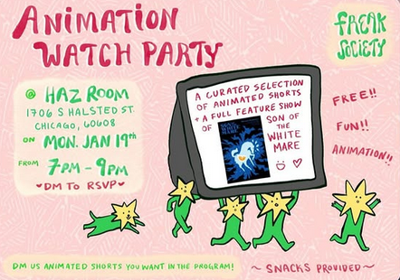 poster of January 19th's animation watching party event.